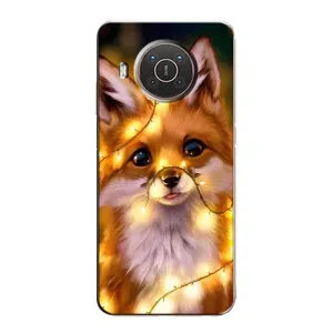 Чехол с Лисичкой для Nokia X20 (Новогодний лисенок)