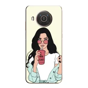 Силиконовый Чехол на Nokia X20 с картинкой Стильных Девушек (С напитком)