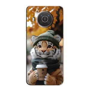 Чехол с рисунком «Тигр с кофе» для Nokia X20