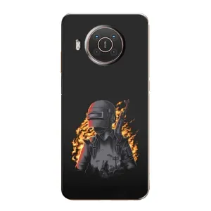Силиконовый чехол с картинкой "Герой Pubg" на Nokia X20 (В огне)