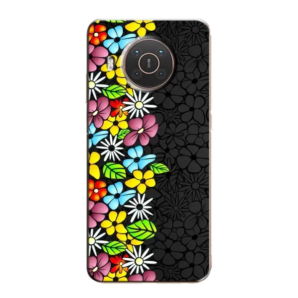 Чехол с рисунком «Яркие цветы на черном» для Nokia X20 Чехол с рисунком «Яркие цветы на черном» для Nokia X20