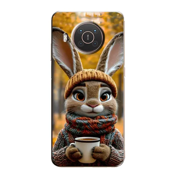 Чехол с рисунком «Зайчик с кофе» для Nokia X20