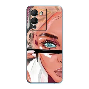 Силиконовый Чехол на Infinix Note 12 (G96) с картинкой Стильных Девушек (Девушка и ресницы)