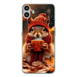 Печатный чехол «Зверята с кофе» для Nothing CMF Phone 1 (Белка с кофе)