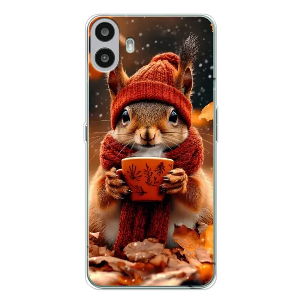 Чехол с рисунком «Белка с кофе» для Nothing CMF Phone 1 Чехол с рисунком «Белка с кофе» для Nothing CMF Phone 1