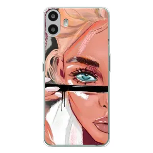 Силиконовый Чехол на Nothing CMF Phone 1 с картинкой Стильных Девушек (Девушка и ресницы)