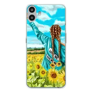 Чехол Стильные девушки на Nothing CMF Phone 1 (Девушка на поле)