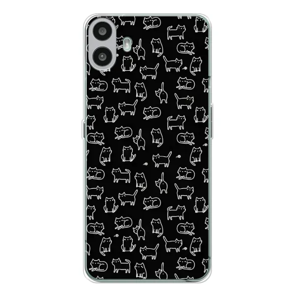 Чехол с рисунком «Котики на черном» для Nothing CMF Phone 1 Чехол с рисунком «Котики на черном» для Nothing CMF Phone 1