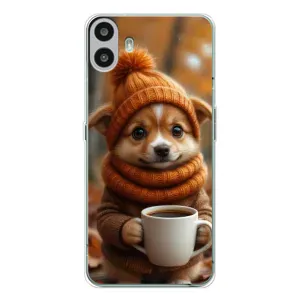 Печатный чехол «Зверята с кофе» для Nothing CMF Phone 1 (Собачка с кофе)