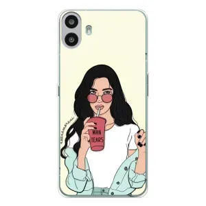 Силиконовый Чехол на Nothing CMF Phone 1 с картинкой Стильных Девушек (С напитком)
