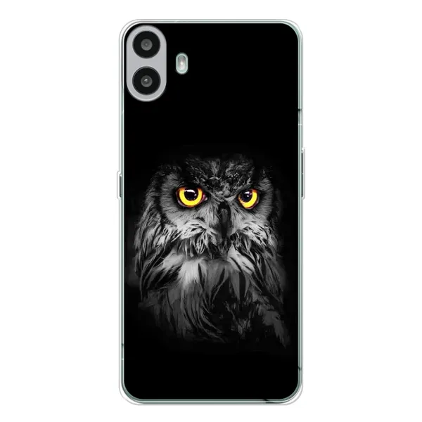 Чехол с рисунком «Сова на чёрном» для Nothing CMF Phone 1 Чехол с рисунком «Сова на чёрном» для Nothing CMF Phone 1