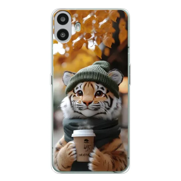Чехол с рисунком «Тигр с кофе» для Nothing CMF Phone 1 Чехол с рисунком «Тигр с кофе» для Nothing CMF Phone 1