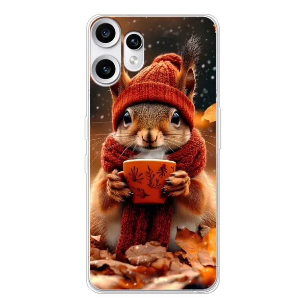 Чехол с рисунком «Белка с кофе» для Nothing CMF Phone 2 Pro Чехол с рисунком «Белка с кофе» для Nothing CMF Phone 2 Pro