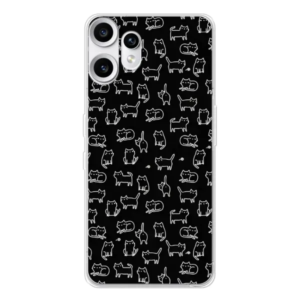 Чехол с рисунком «Котики на черном» для Nothing CMF Phone 2 Pro Чехол с рисунком «Котики на черном» для Nothing CMF Phone 2 Pro