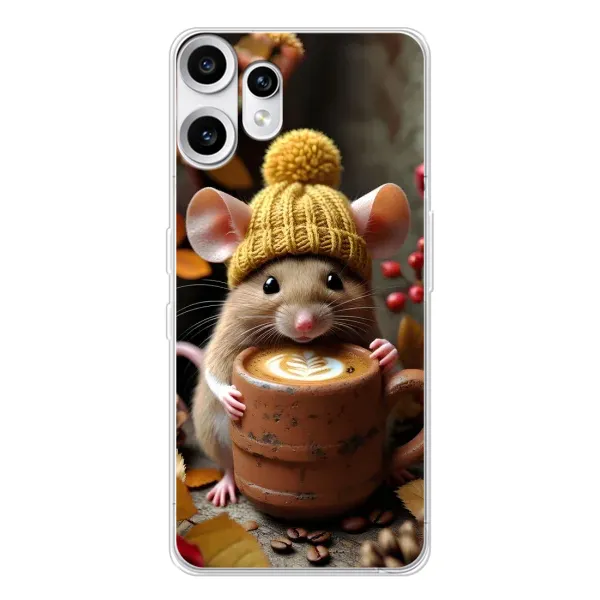 Чехол с рисунком «Мышка с кофе» для Nothing CMF Phone 2 Pro Чехол с рисунком «Мышка с кофе» для Nothing CMF Phone 2 Pro