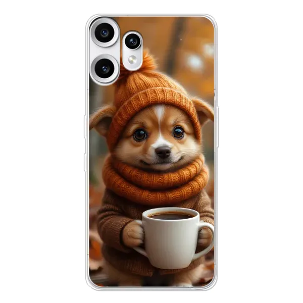 Чехол с рисунком «Собачка с кофе» для Nothing CMF Phone 2 Pro Чехол с рисунком «Собачка с кофе» для Nothing CMF Phone 2 Pro