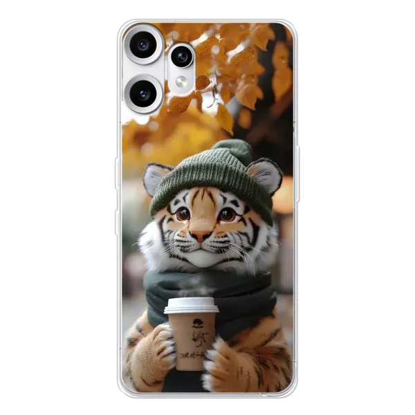 Чехол с рисунком «Тигр с кофе» для Nothing CMF Phone 2 Pro Чехол с рисунком «Тигр с кофе» для Nothing CMF Phone 2 Pro