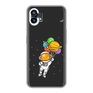 Силіконовый Чохол з принтом "Космонавти" на Nothing Phone 1 (Космонавт з кульками)