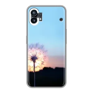 Силиконовый Чехол с одуванчиками на Nothing Phone 1 (Закат с одуванчиком)