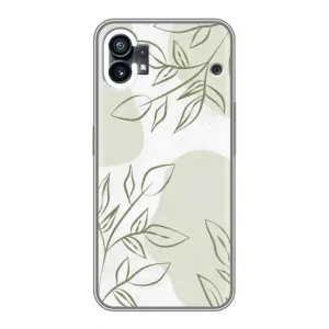 Чехол цветочный дизайн для Nothing Phone 1 (Зелёный дизайн)