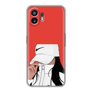 Силиконовый Чехол на Nothing Phone 2 с картинкой Стильных Девушек (Девушка Nike)