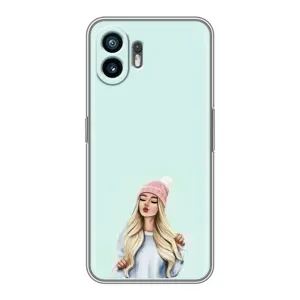 Силиконовый Чехол на Nothing Phone 2 с картинкой Стильных Девушек (В шапке)