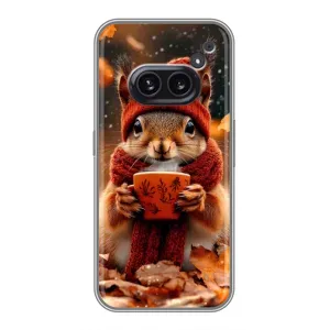 Печатный чехол «Зверята с кофе» для Nothing Phone 2a (Белка с кофе)