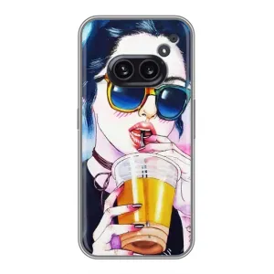 Чехол с картинкой Модные Девчонки Nothing Phone 2a (Девушка с коктейлем)