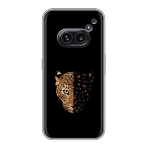 Чехол с леопардовым принтом на Nothing Phone 2a (Леопард на черном)