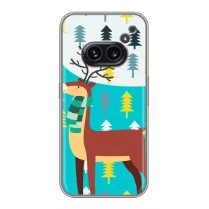 Силиконовый бампер с картинкой животных для Nothing Phone 2a (Олень с шарфом)