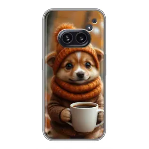 Печатный чехол «Зверята с кофе» для Nothing Phone 2a (Собачка с кофе)