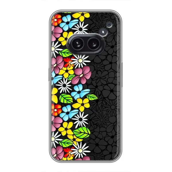 Чехол с рисунком «Яркие цветы на черном» для Nothing Phone 2a Чехол с рисунком «Яркие цветы на черном» для Nothing Phone 2a