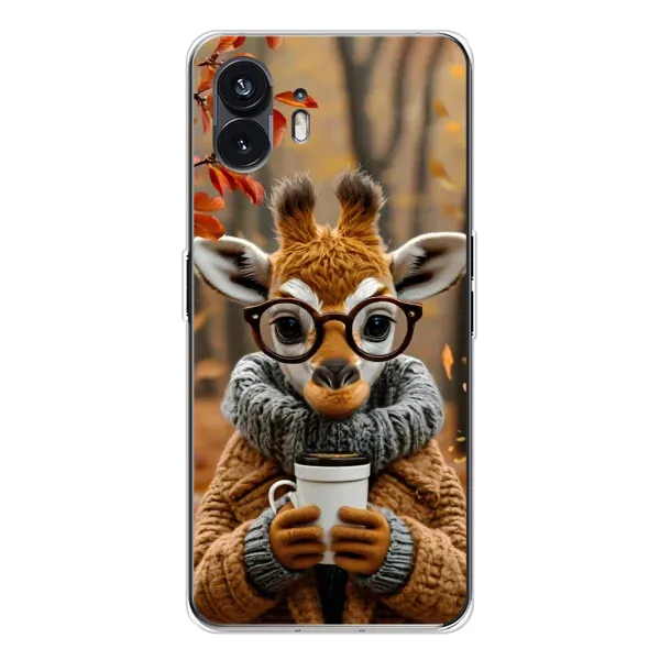 Чехол с рисунком «Жираф с кофе» для Nothing Phone 3