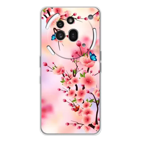 Чехол с рисунком «Бабочки на сакуре» для Nothing Phone (3a) Pro Чехол с рисунком «Бабочки на сакуре» для Nothing Phone (3a) Pro