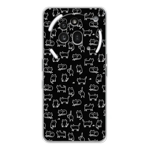Чехол с рисунком «Котики на черном» для Nothing Phone (3a) Pro Чехол с рисунком «Котики на черном» для Nothing Phone (3a) Pro