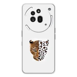 Чехол с леопардовым принтом на Nothing Phone (3a) Pro (Леопард на белом)