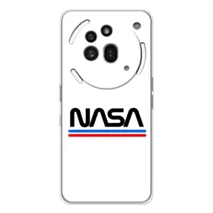 Силиконовый бампер с принтом "Наса" на Nothing Phone (3a) Pro (NASA на белом фоне)