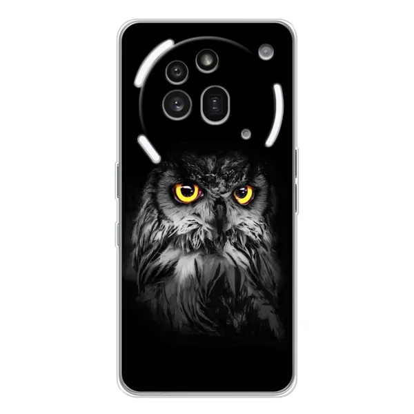 Чехол с рисунком «Сова на чёрном» для Nothing Phone (3a) Pro Чехол с рисунком «Сова на чёрном» для Nothing Phone (3a) Pro