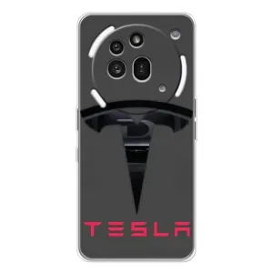 Силиконовый бампер с картинкой машины на Nothing Phone (3a) Pro (Logo TESLA)