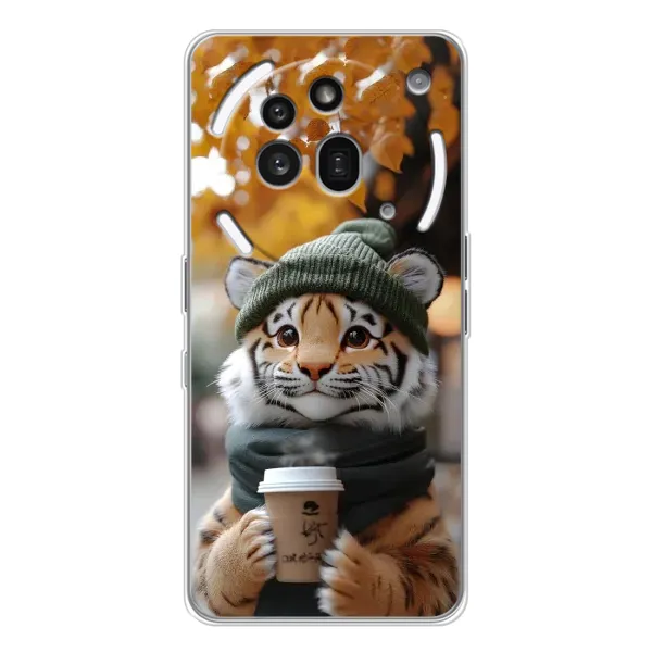Чехол с рисунком «Тигр с кофе» для Nothing Phone (3a) Pro Чехол с рисунком «Тигр с кофе» для Nothing Phone (3a) Pro
