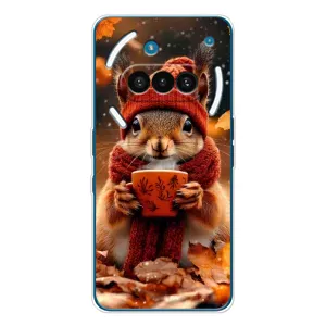 Печатный чехол «Зверята с кофе» для Nothing Phone (3a) (Белка с кофе)