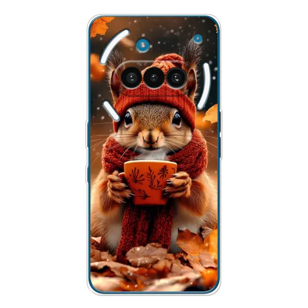 Чехол с рисунком «Белка с кофе» для Nothing Phone (3a) Чехол с рисунком «Белка с кофе» для Nothing Phone (3a)
