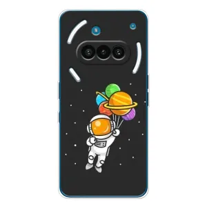 Силиконовый Чехол с принтом "Космонавты" на Nothing Phone (3a) (Космонавт с шариками)