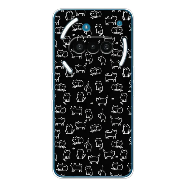 Чехол с рисунком «Котики на черном» для Nothing Phone (3a) Чехол с рисунком «Котики на черном» для Nothing Phone (3a)