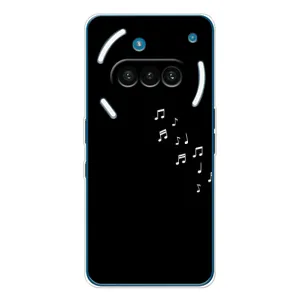 Чехол с картинками на черном фоне для Nothing Phone (3a) (Ноты)