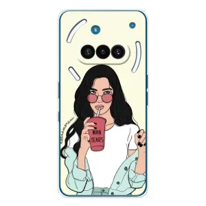 Силиконовый Чехол на Nothing Phone (3a) с картинкой Стильных Девушек (С напитком)