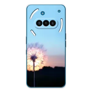 Силиконовый Чехол с одуванчиками на Nothing Phone (3a) (Закат с одуванчиком)