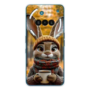 Печатный чехол «Зверята с кофе» для Nothing Phone (3a) (Зайчик с кофе)