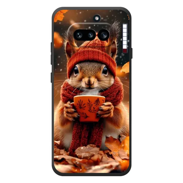 Чехол с рисунком «Белка с кофе» для Nothing Phone (4a) Чехол с рисунком «Белка с кофе» для Nothing Phone (4a)