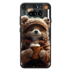 Печатный чехол «Зверята с кофе» для Nothing Phone (4a) (Медвежонок с кофе)